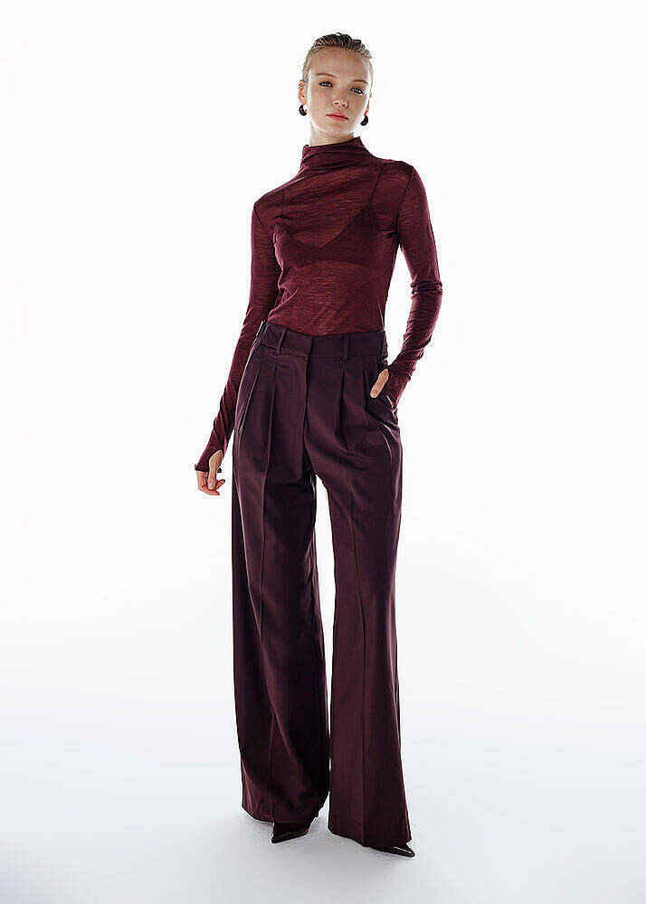 HIGH WAIST WOOL PANTS PLUM - 2