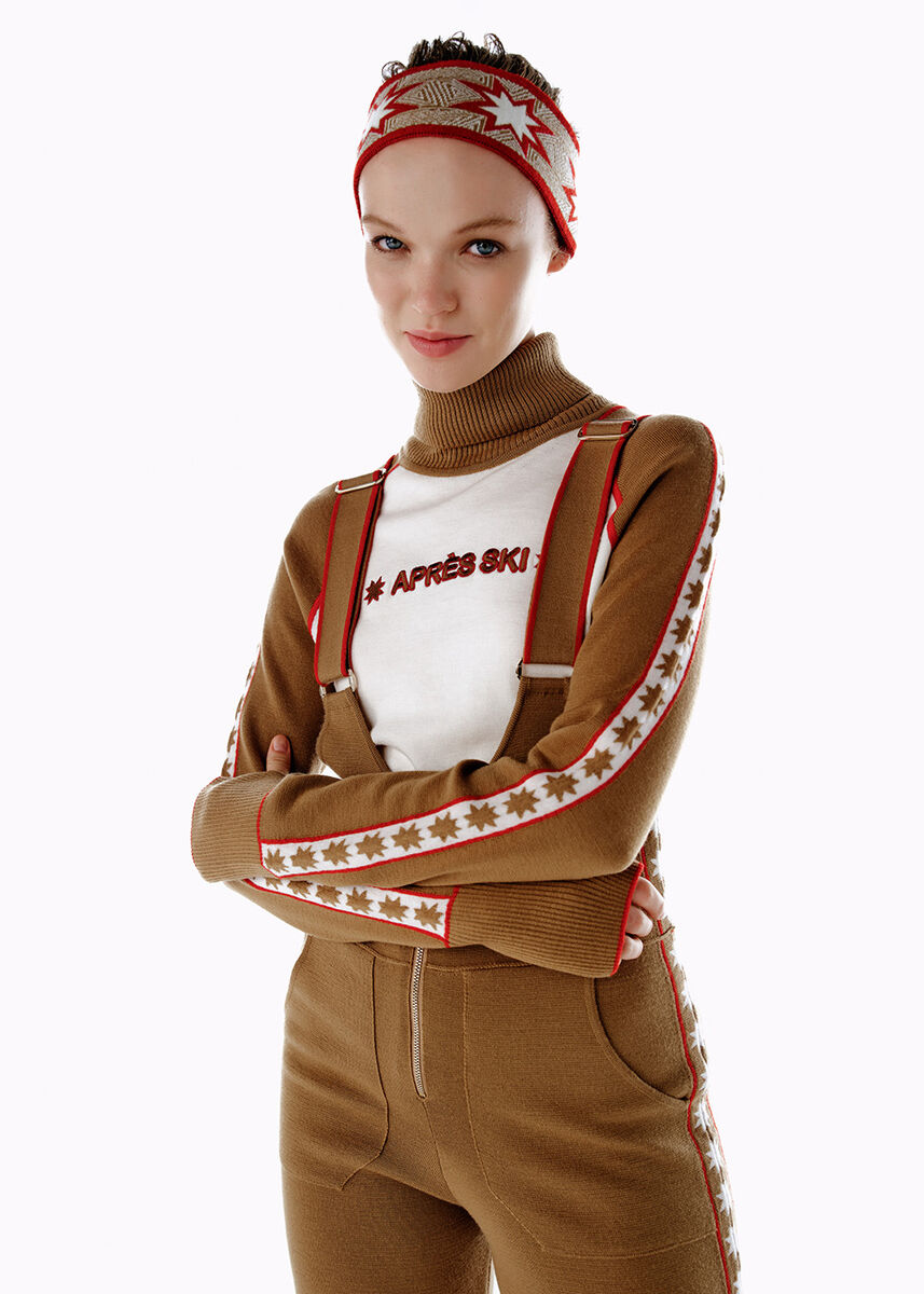 ICONIC APRÈS SKI STAR PATTERNED HEADBAND CAMEL - KNITSS