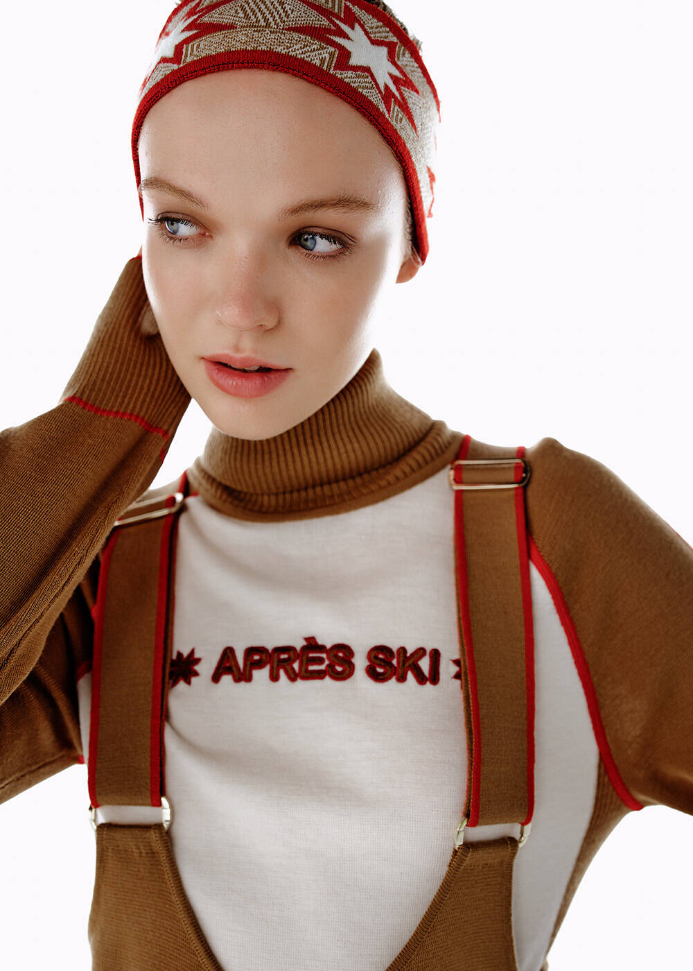 İkonik Après-Skı Yıldız Desenli Headband Camel - 2