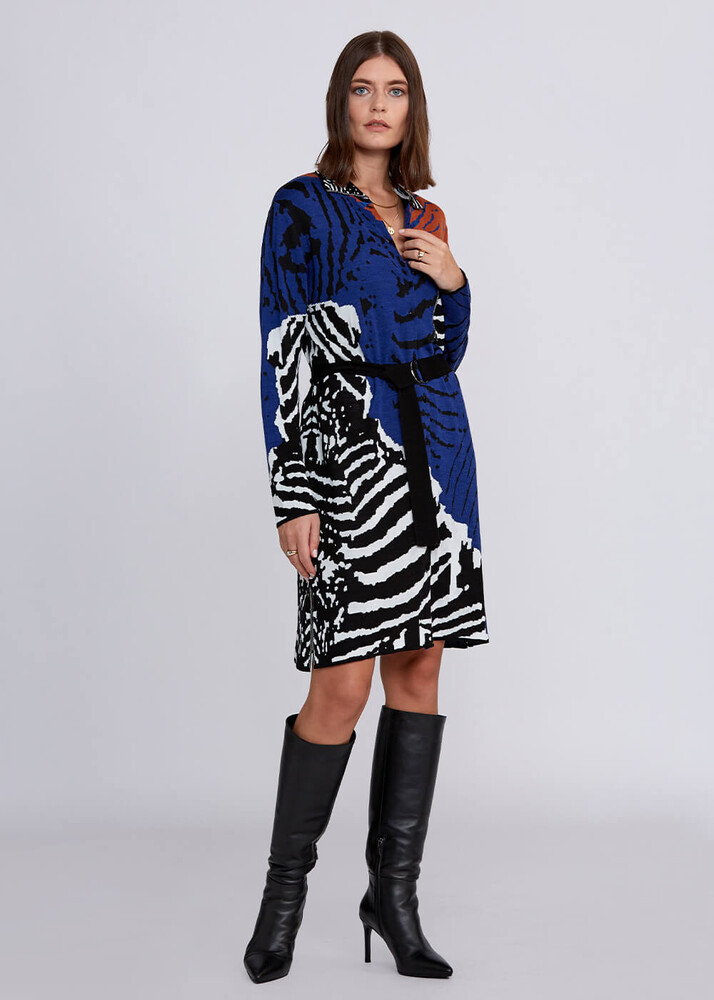 Intarsia Jacquard Detail Multıcolor Knit Tunic - KNITSS (1)