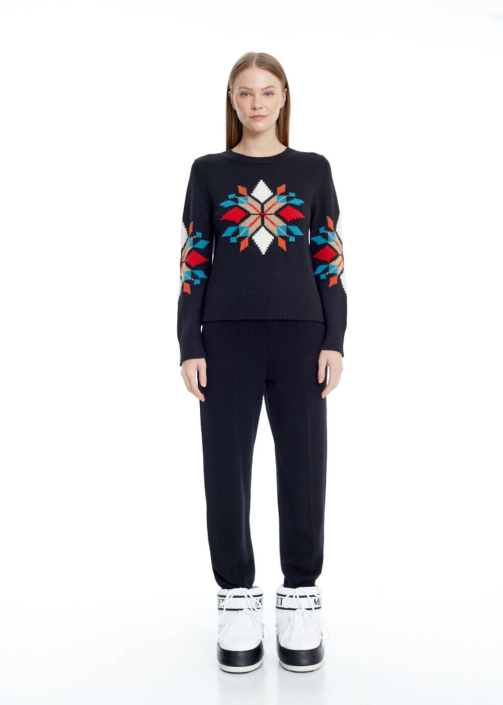 INTERSIA PATTERNED MERINO WOOL BLEND SWEATER - 2