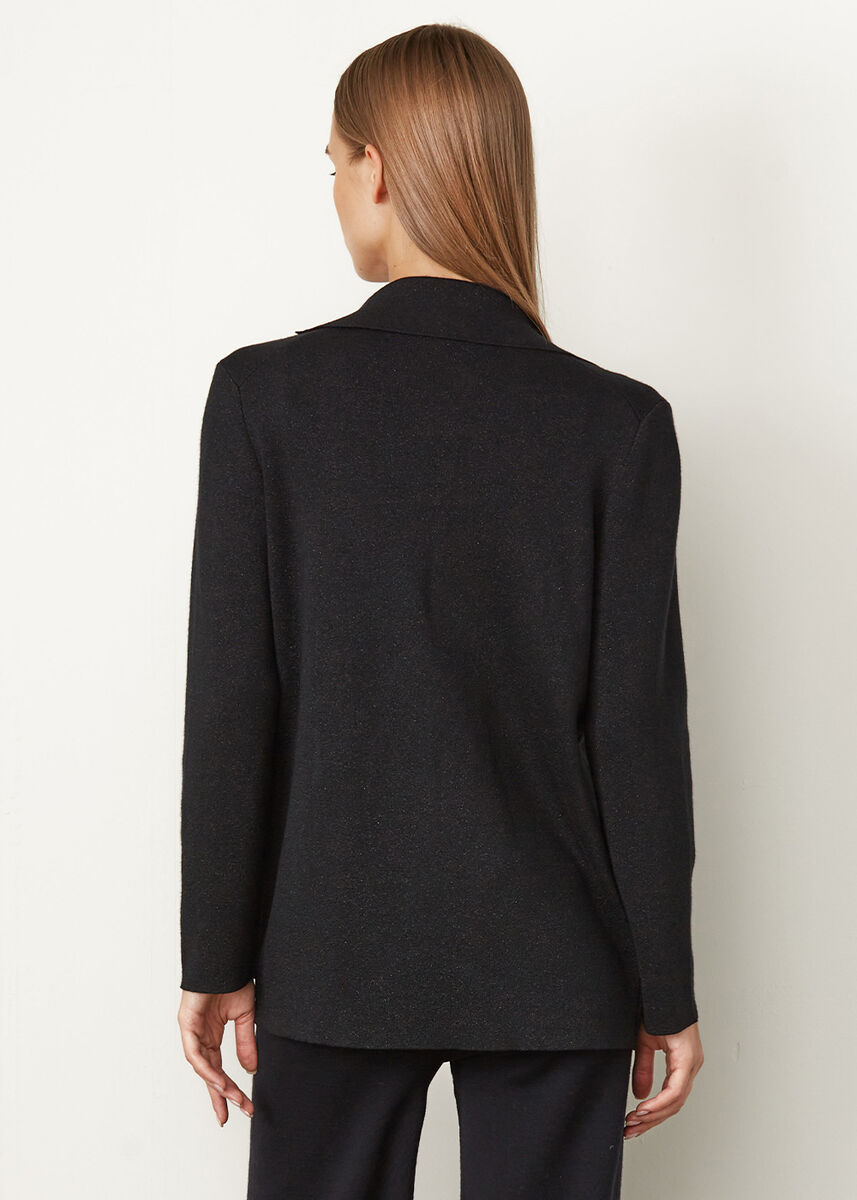 Işıltılı Siyah Rahat Kesim Blazer Ceket · 3