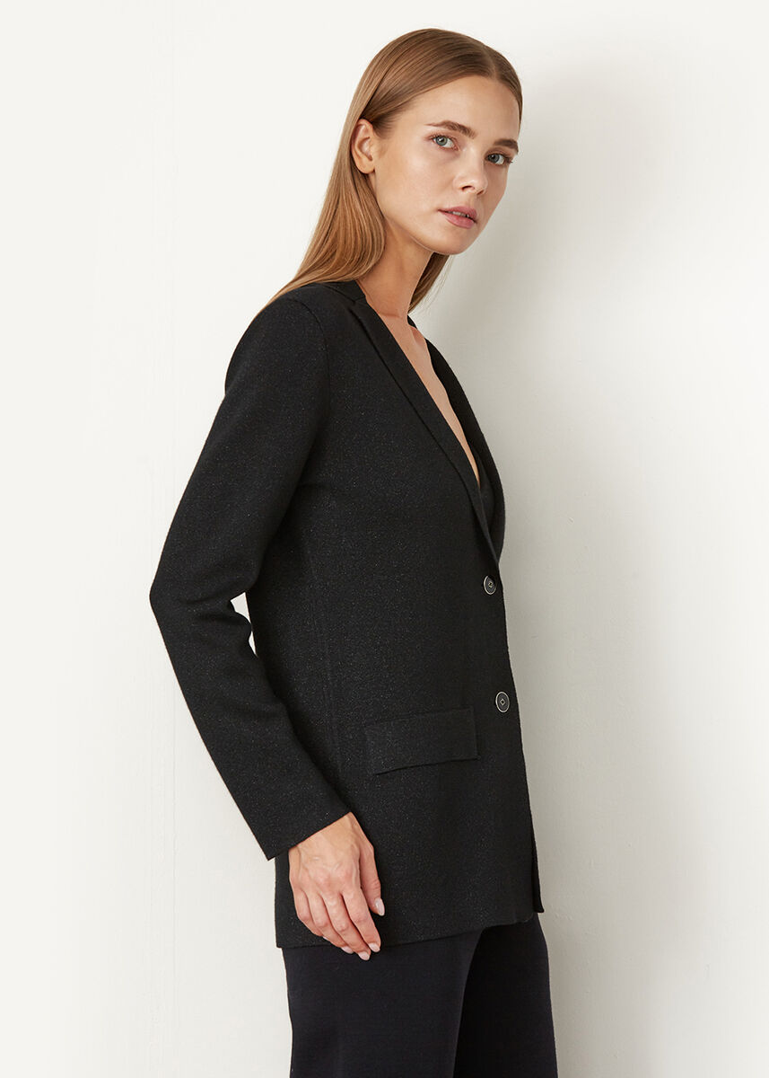Işıltılı Siyah Rahat Kesim Blazer Ceket · 4