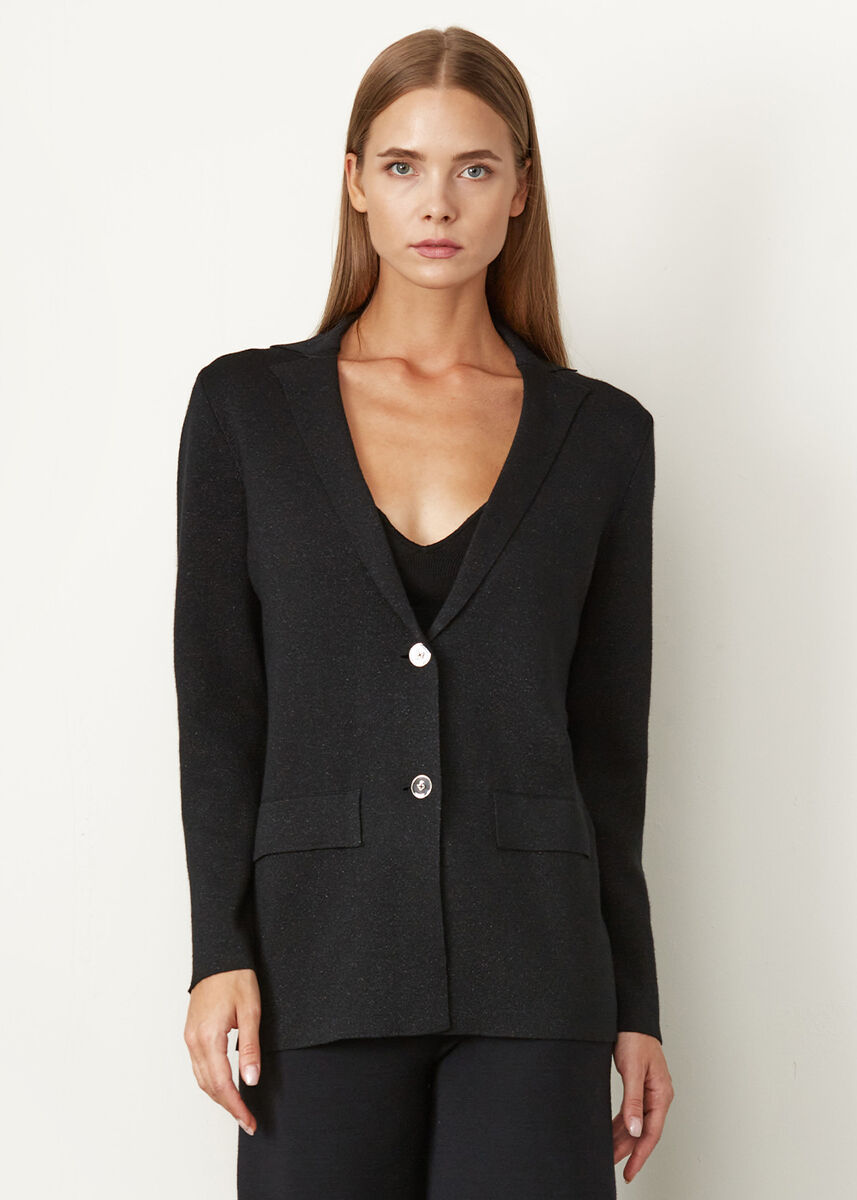 Işıltılı Siyah Rahat Kesim Blazer Ceket · 6