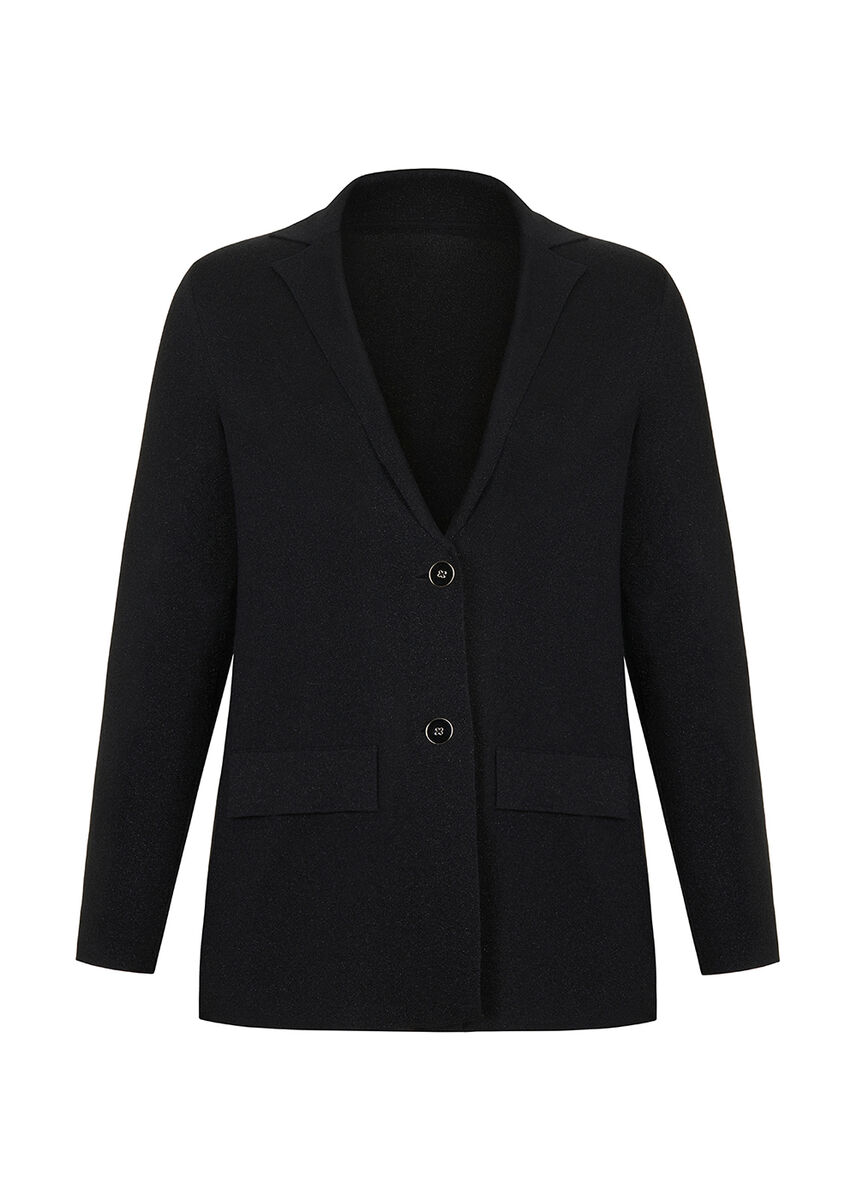 Işıltılı Siyah Rahat Kesim Blazer Ceket · 8