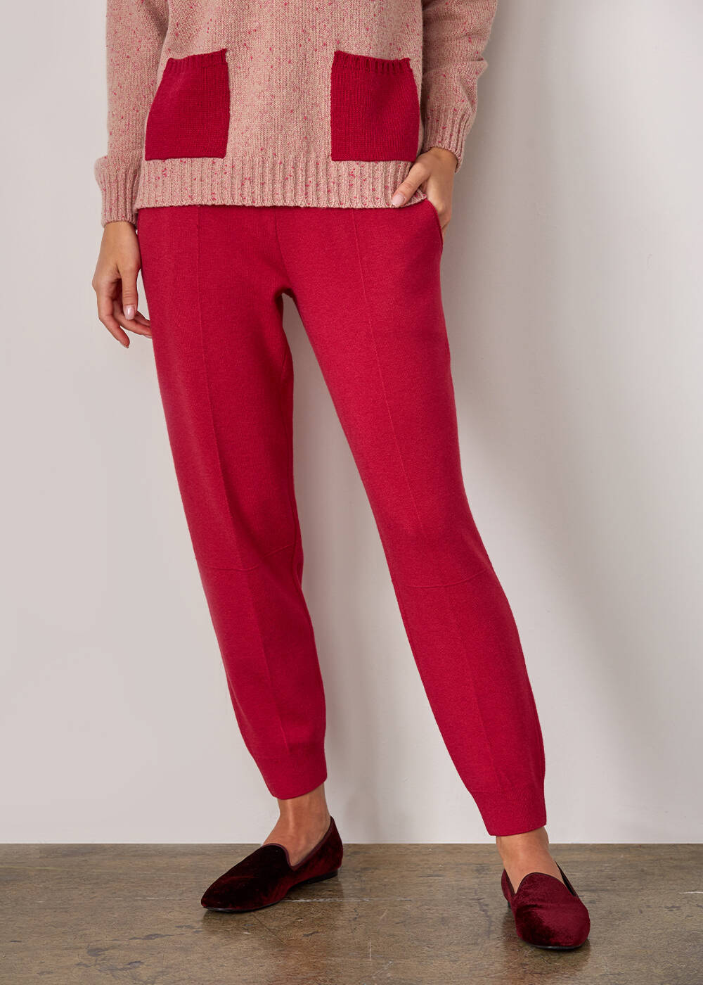 İtalyan İplik Triko Fuşya Jogging Pantolon - 1