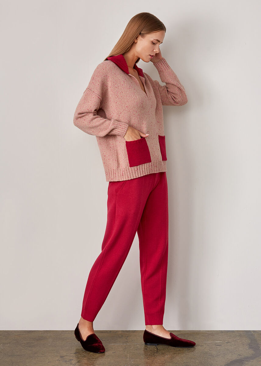 İtalyan İplik Triko Fuşya Jogging Pantolon · 2