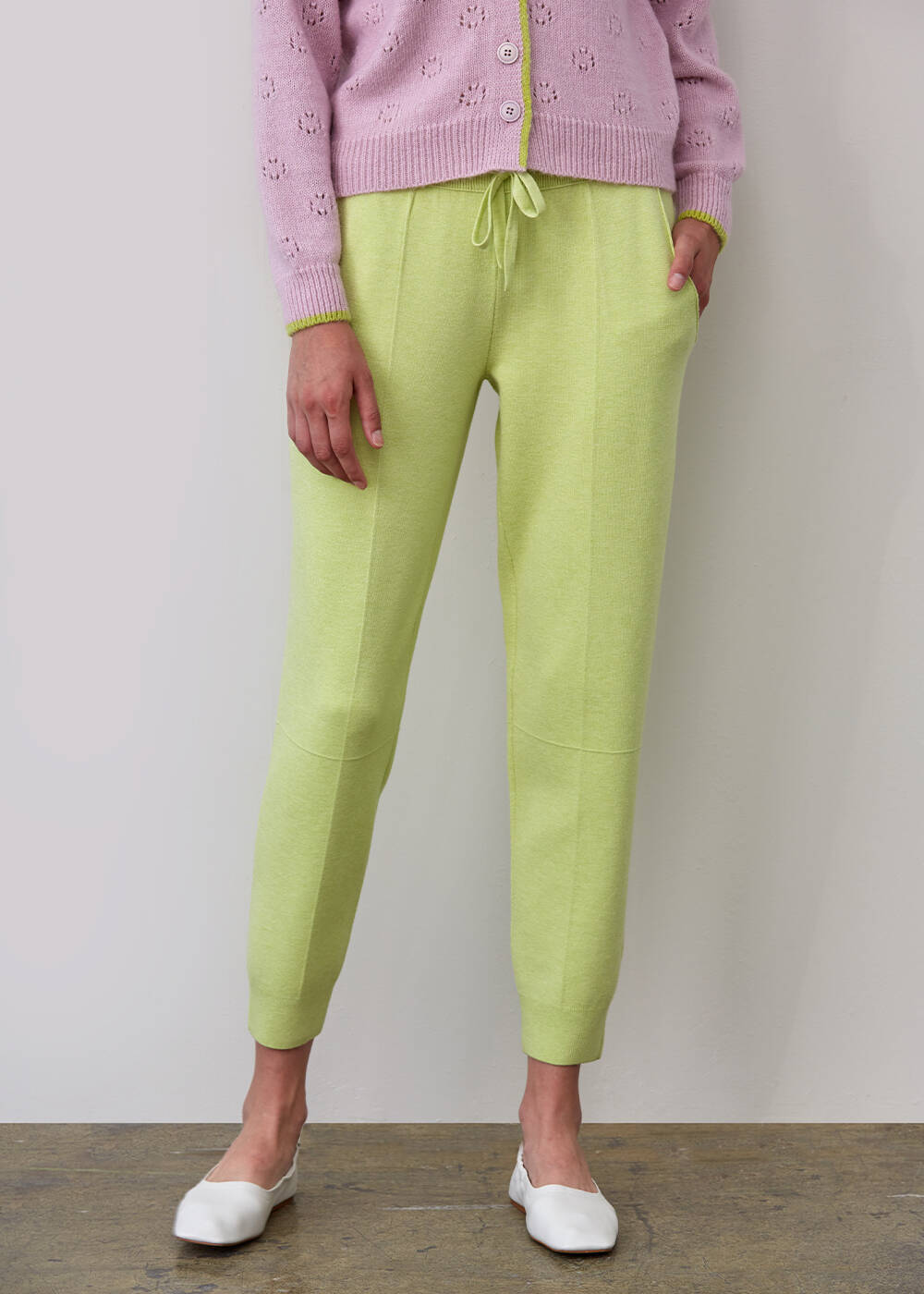 İtalyan İplik Triko Yeşil Jogging Pantolon - 1