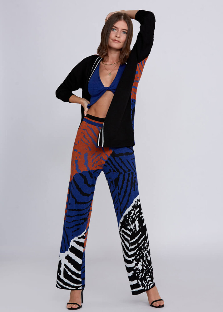 Jacquard Detailed Loose Fit Knit Cardigan - KNITSS (1)