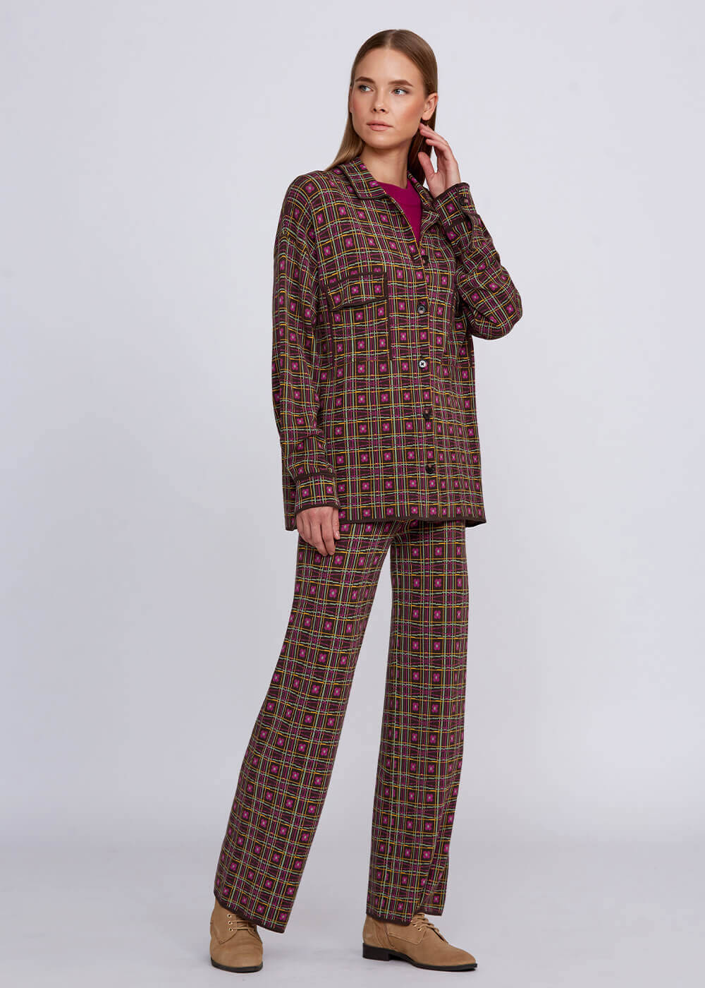 Jacquard Pattern Loose Fit Knit Jacket - 2