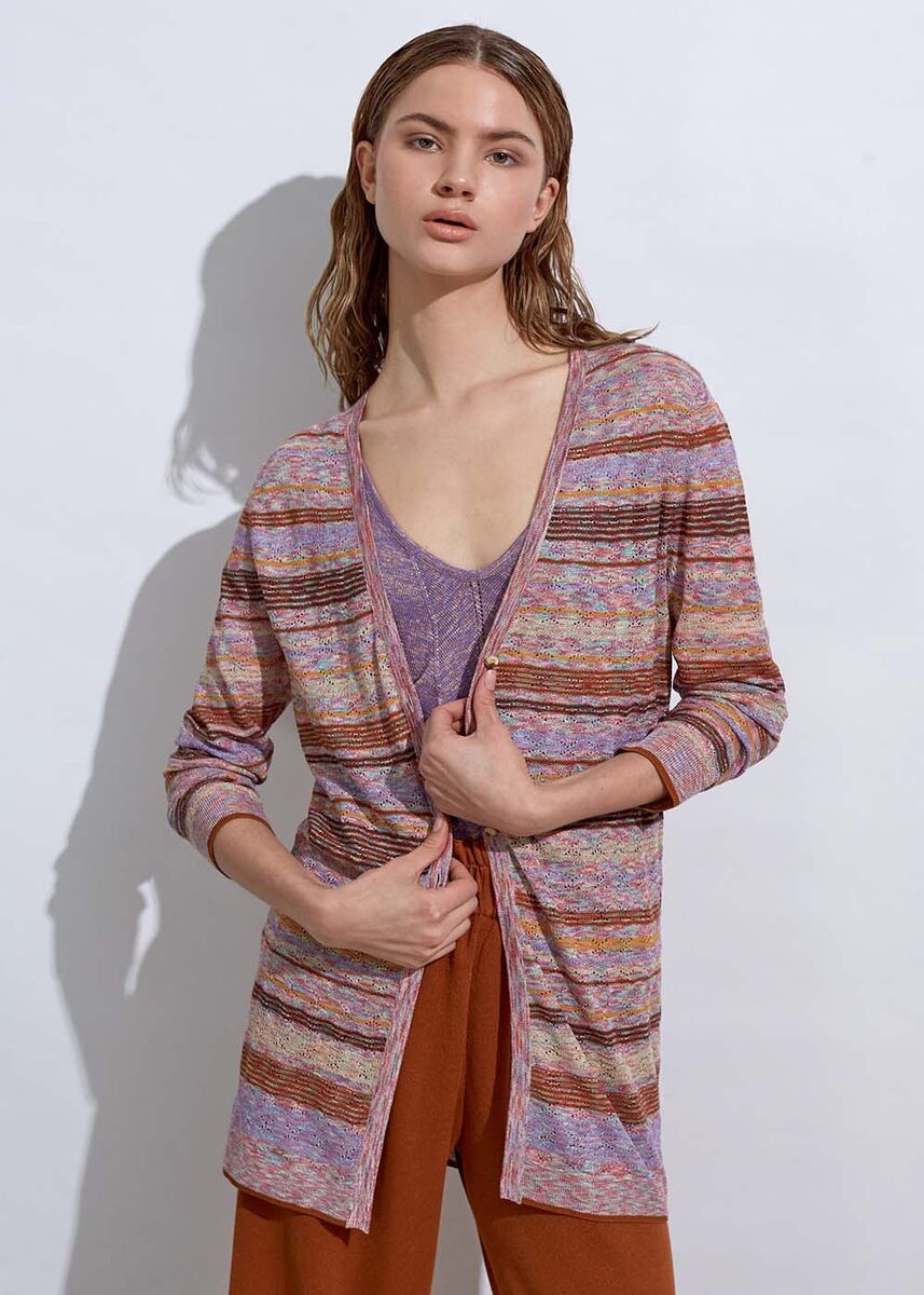 Jewel Buttons Terracotta Knit Cardigan - KNITSS
