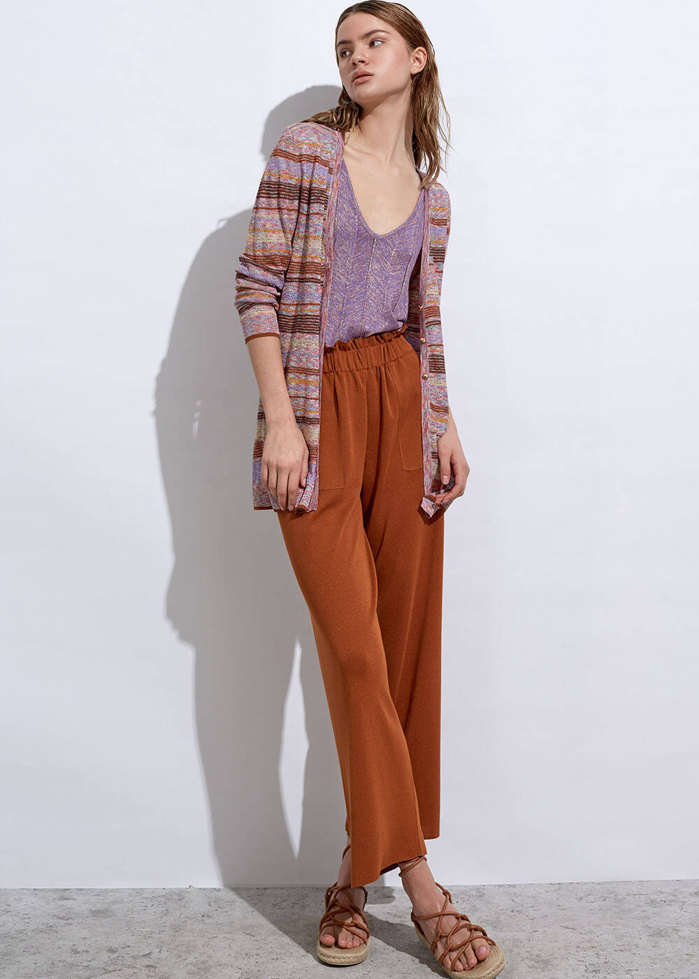 Jewel Buttons Terracotta Knit Cardigan - 2