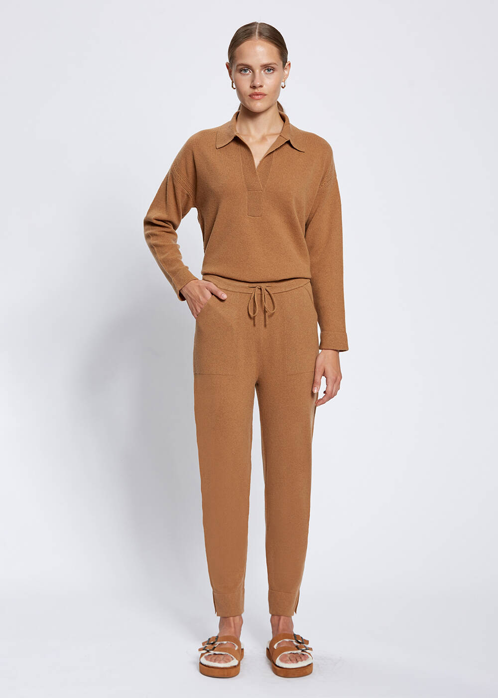 Kaşmir Camel Triko Jogger Pantolon - 1