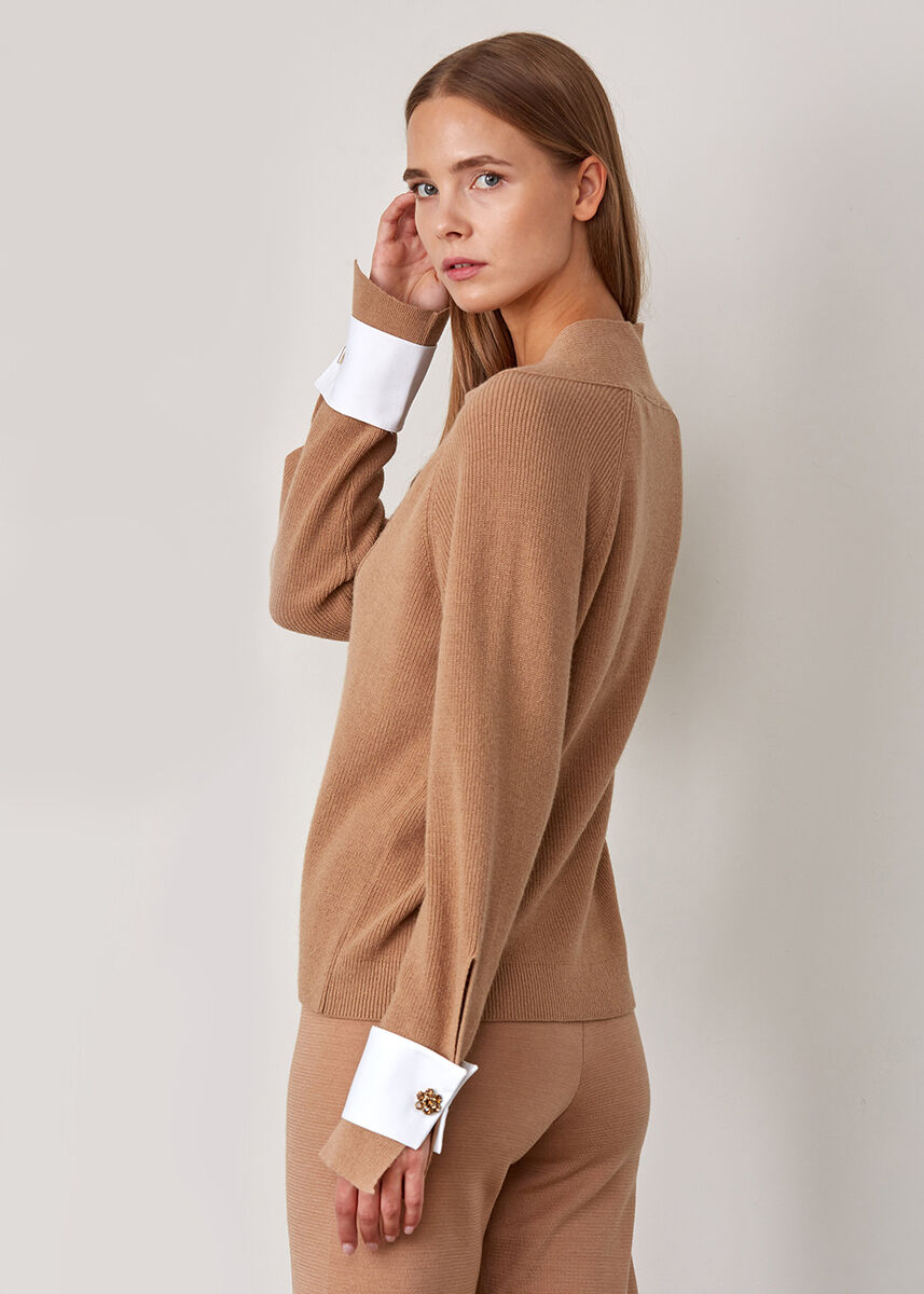 Kaşmir Karışımlı Manşet Detaylı Camel Triko Kazak · 7