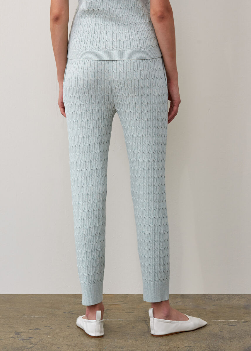 Kaşmir Karışımlı Örgü Detaylı Yeşil Triko Pantolon · 3