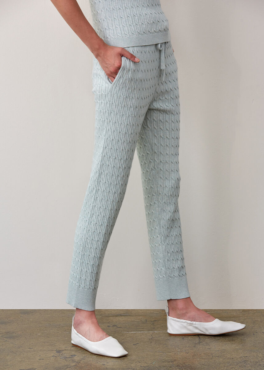 Kaşmir Karışımlı Örgü Detaylı Yeşil Triko Pantolon · 4