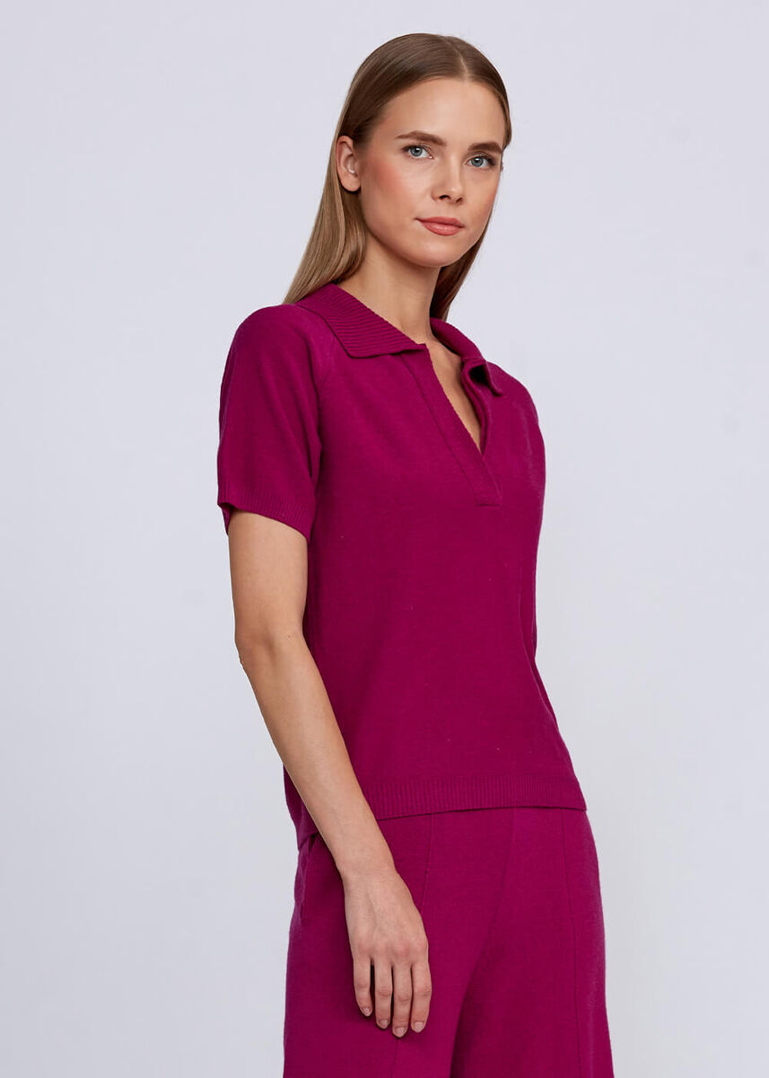 Kaşmir Karışımlı Polo Yaka Pembe Triko Üst · 4