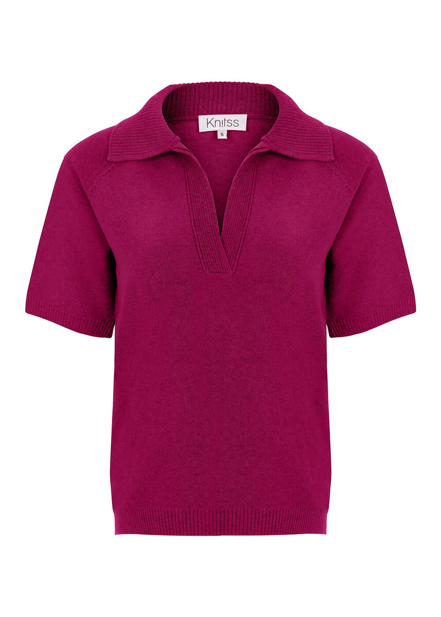 Kaşmir Karışımlı Polo Yaka Pembe Triko Üst · 8