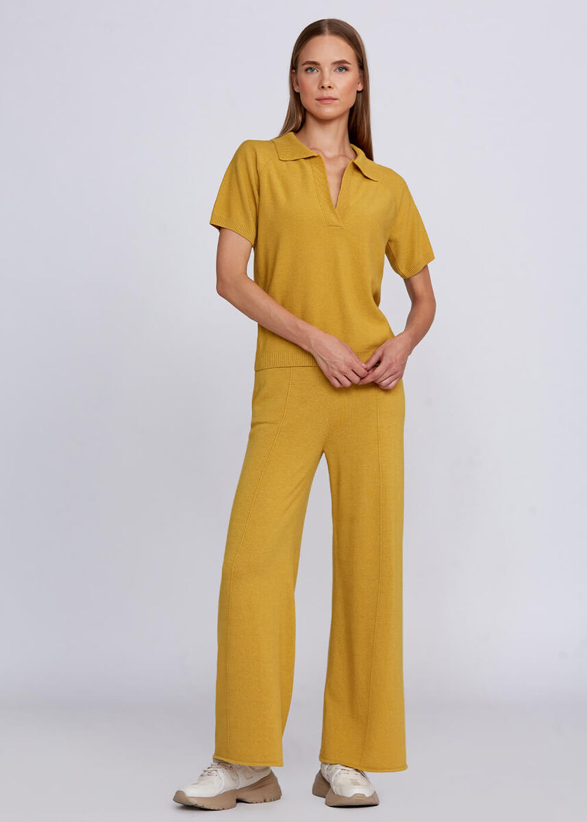 Kaşmir Karışımlı Polo Yaka Sarı Triko Üst · 5