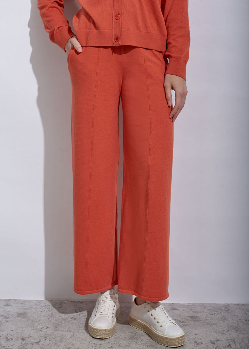 Kaşmir Karışımlı Turuncu Triko Pantolon - KNITSS