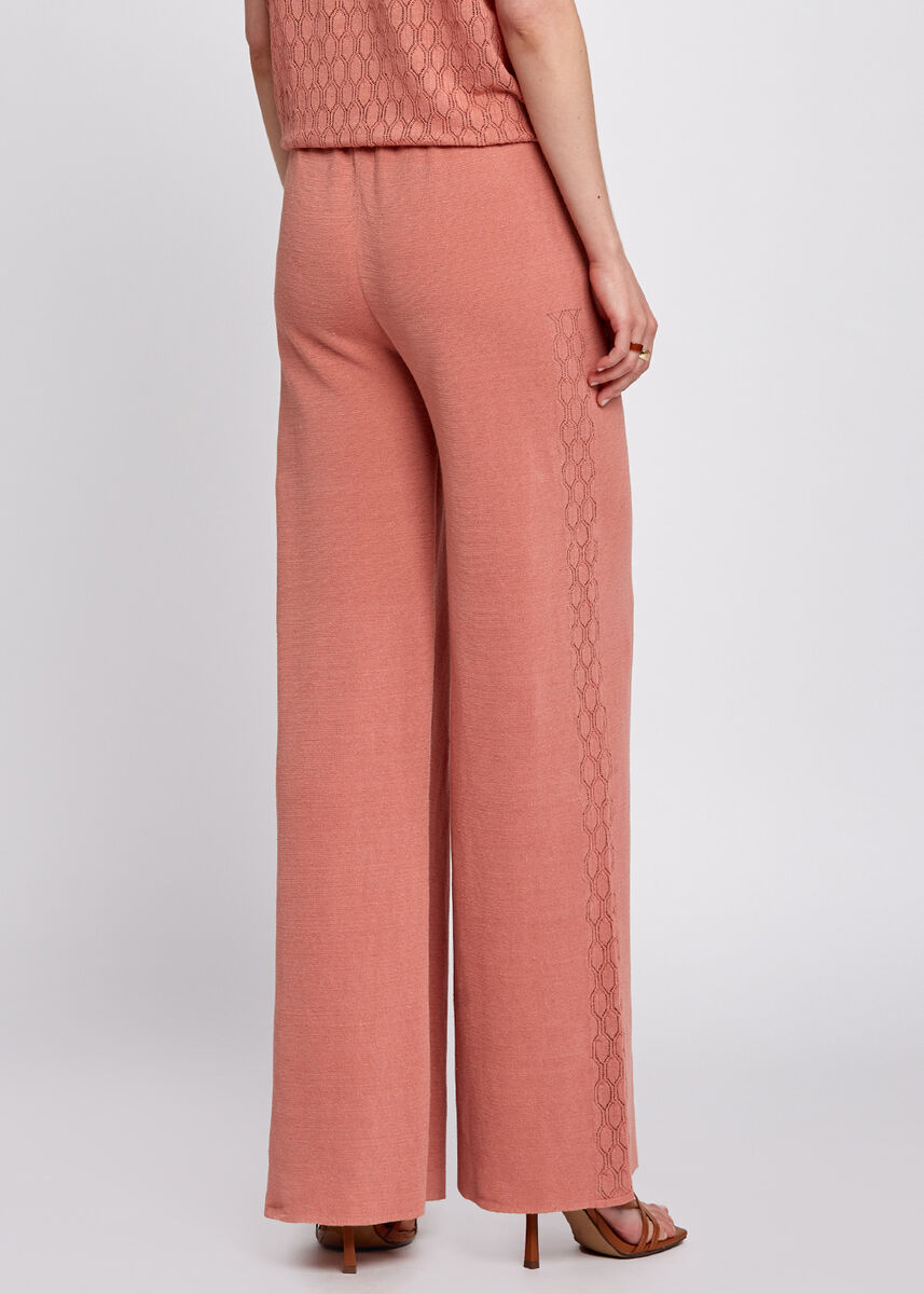 Keten Karışımlı Rahat Kesim Pembe Triko Pantolon · 3