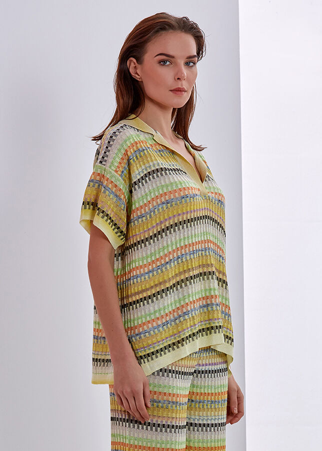Desenli Polo Yaka Triko Üst · 4