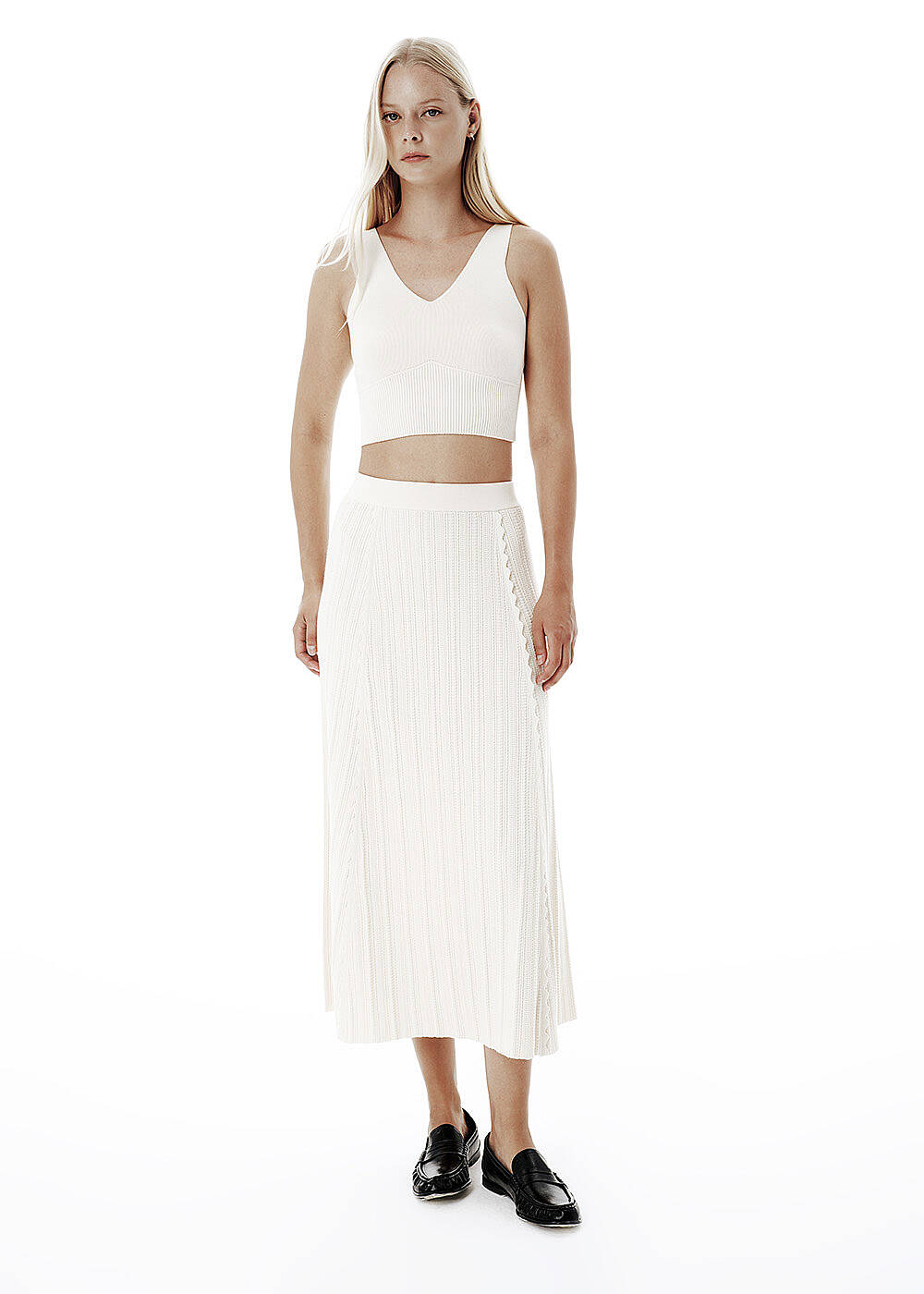 Knit Detail A Form Beige Skirt - 1