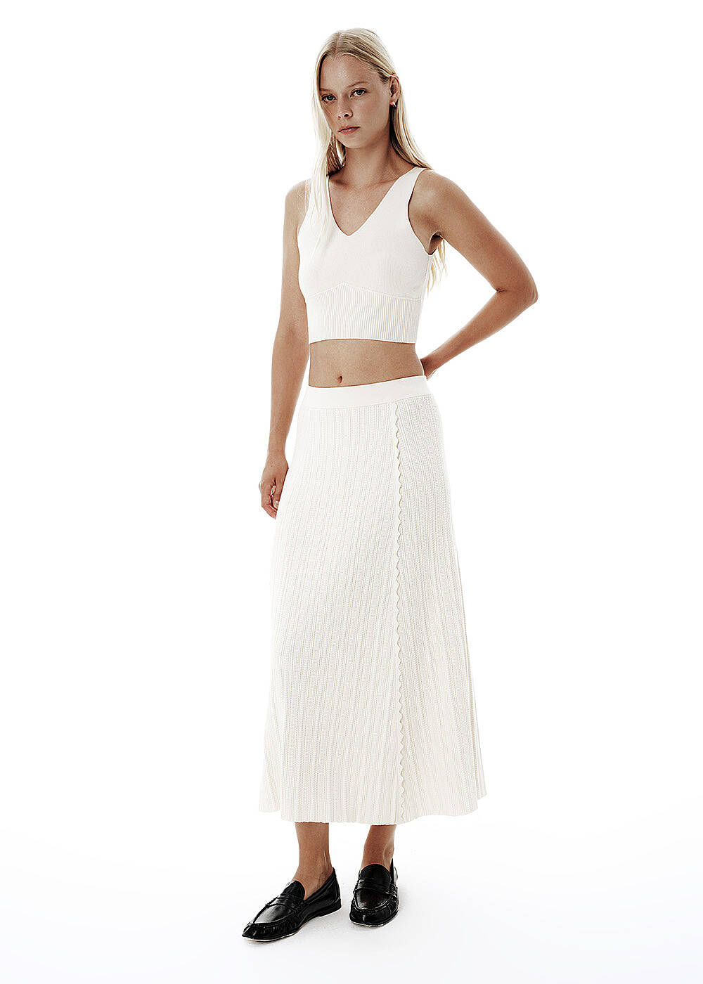 Knit Detail A Form Beige Skirt - 2