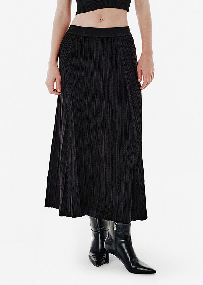 Knit Detail A Form Black Skirt - KNITSS (1)