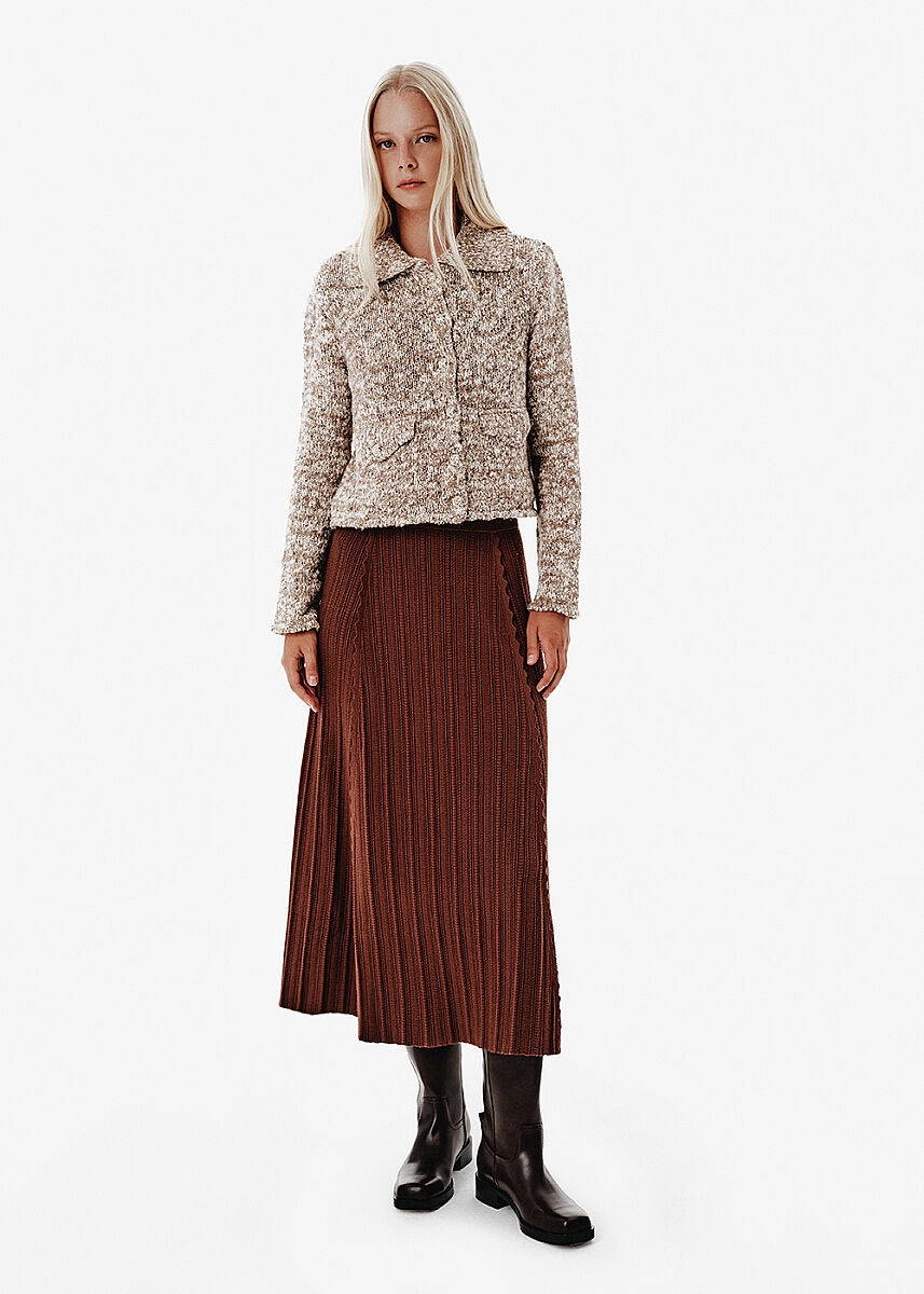 Knit Detail A Form Brown Skirt - KNITSS