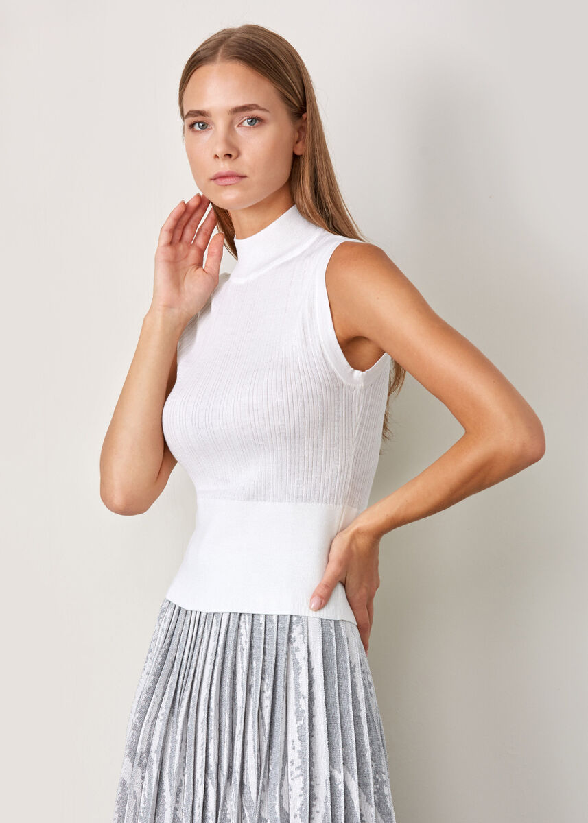 Kolsuz Merino Yün Ekru Triko Üst · 4
