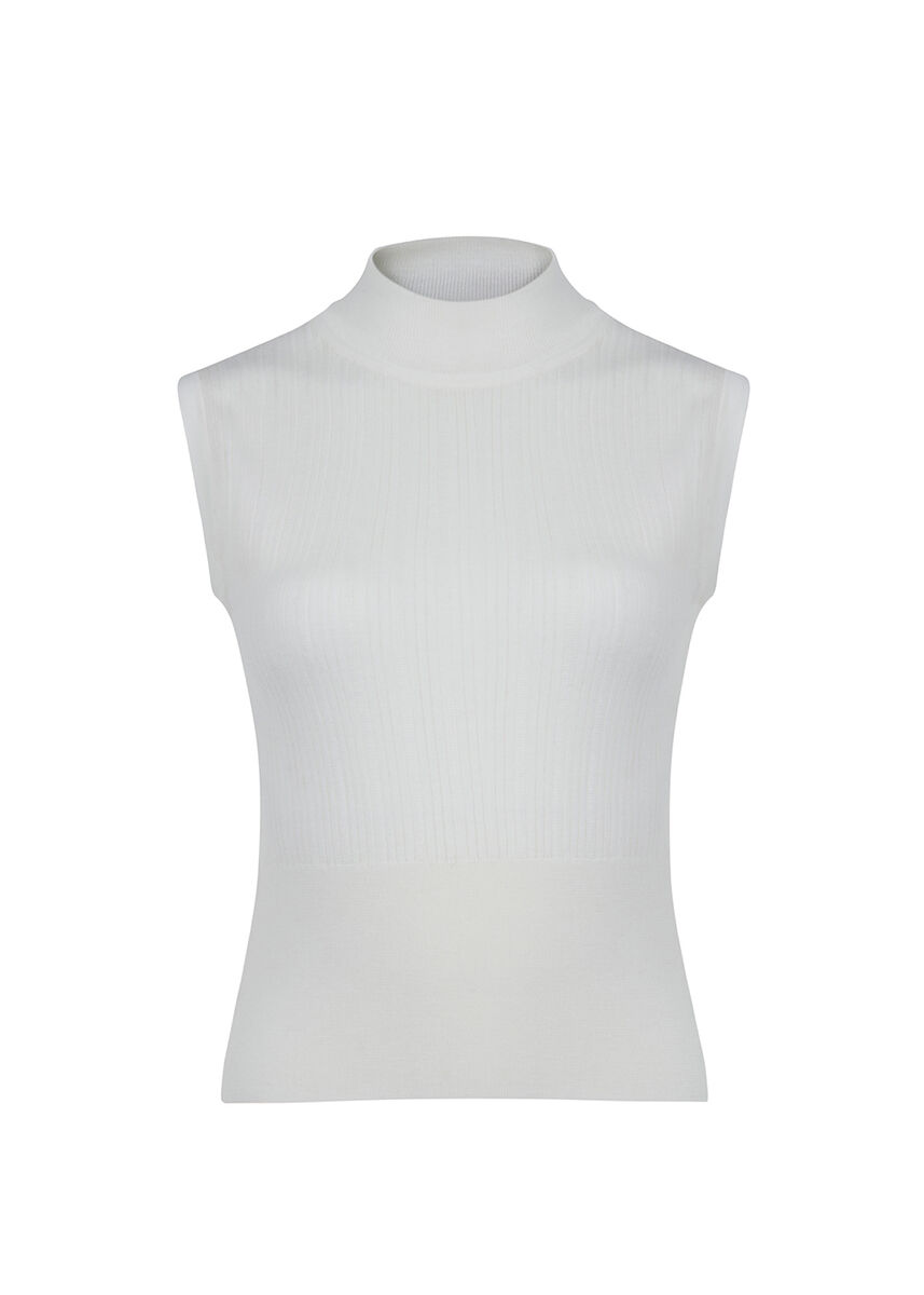 Kolsuz Merino Yün Ekru Triko Üst · 8