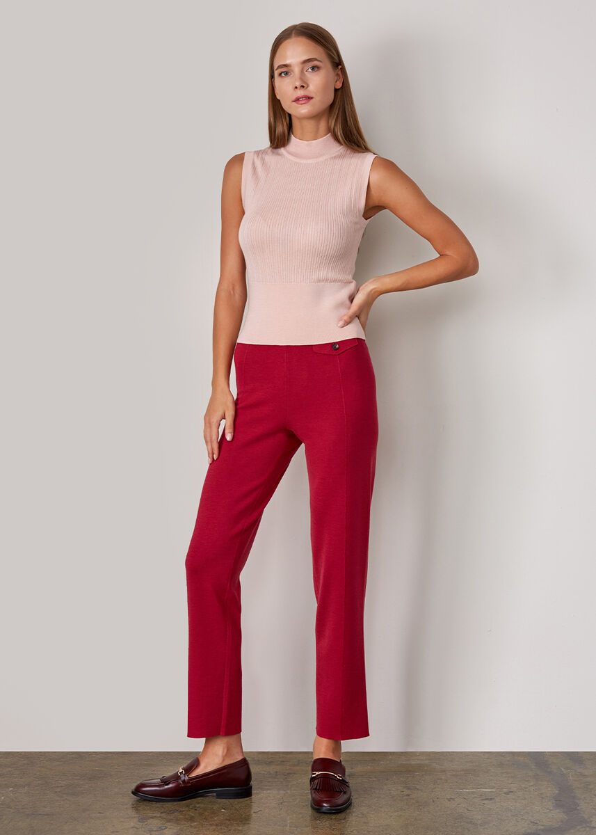 Kolsuz Merino Yün Pembe Triko Üst · 2