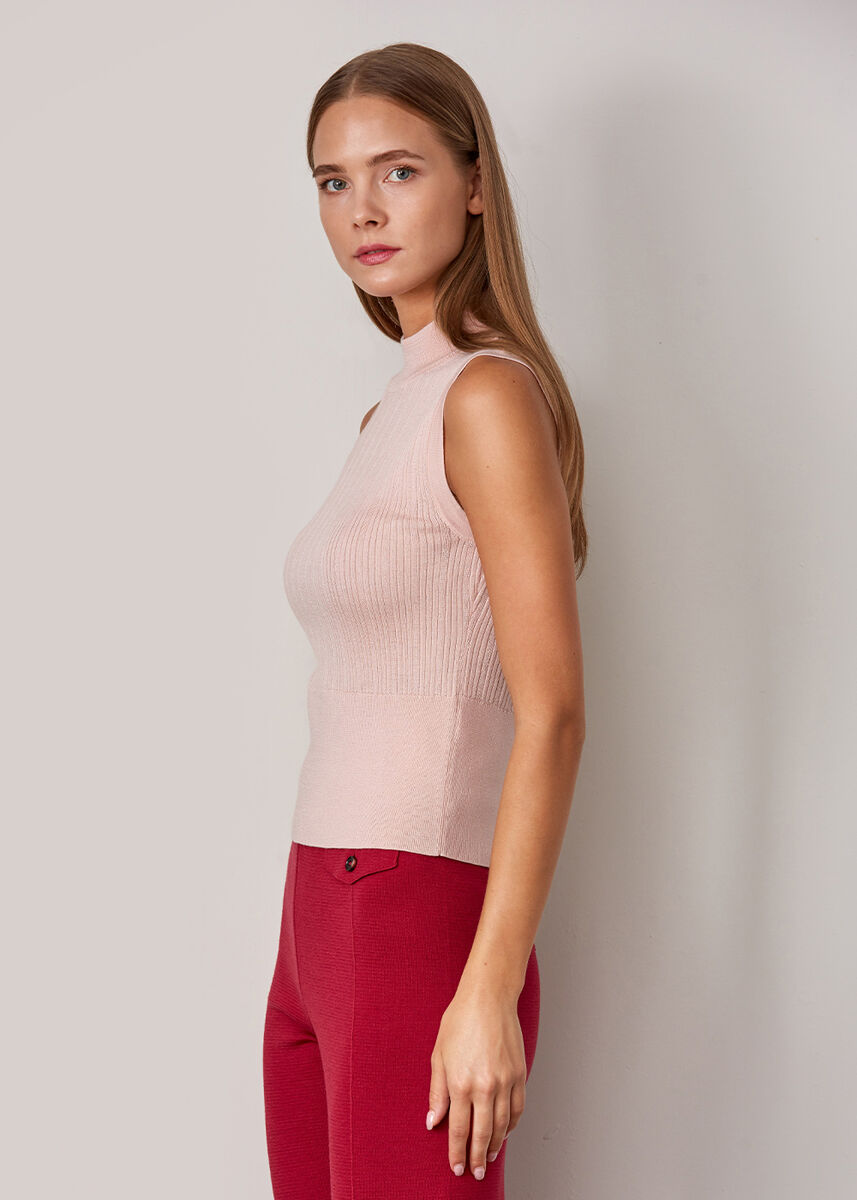Kolsuz Merino Yün Pembe Triko Üst · 4
