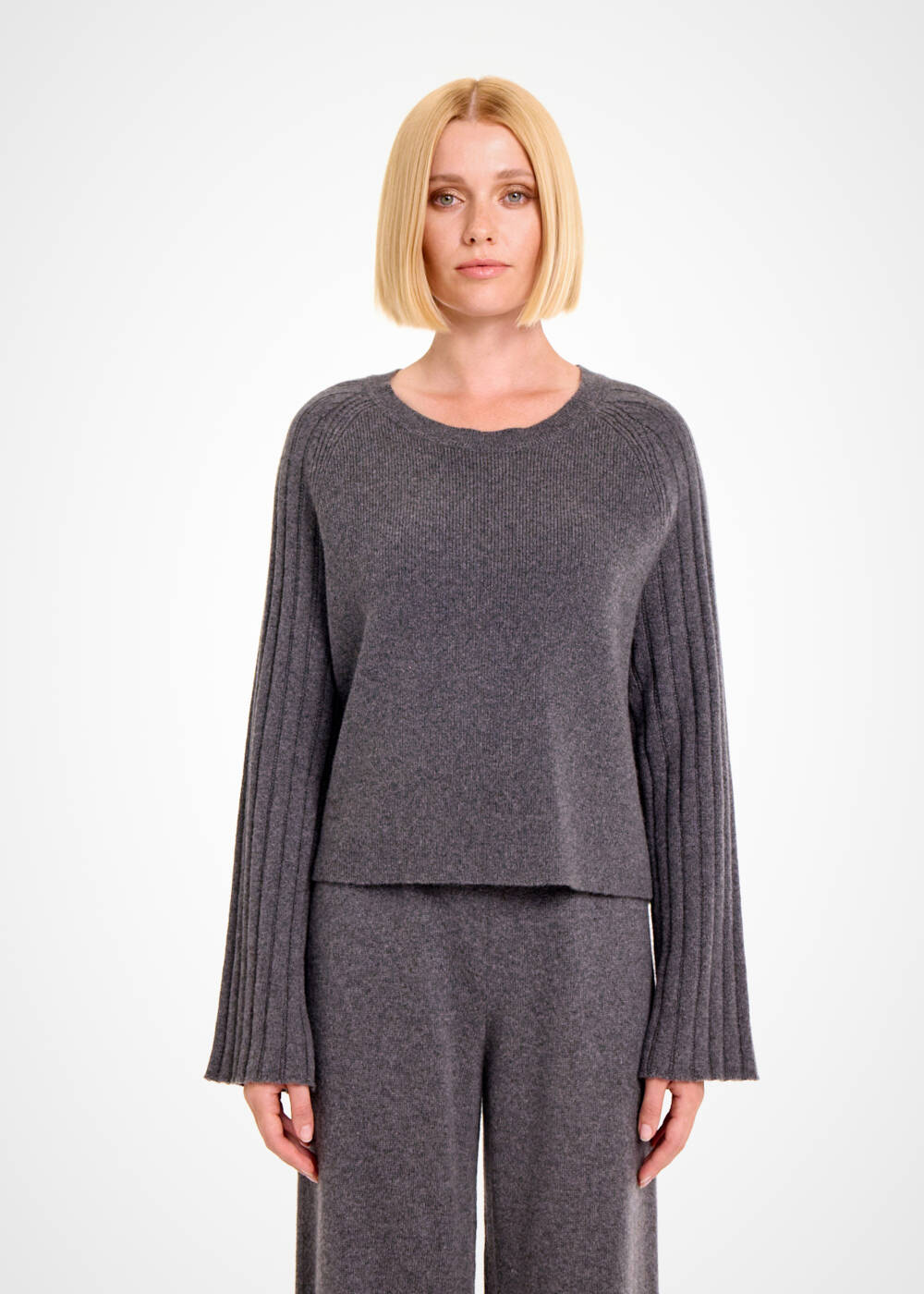 Koyu Gri Oversize Kaşmir Triko - 1