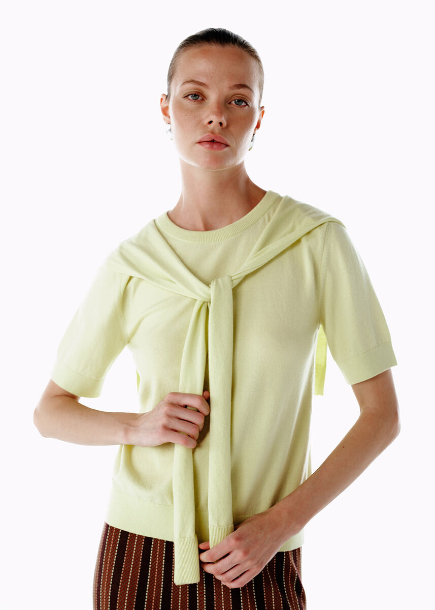 LAYERED DETAILED KNIT TOP CELESTIAL YELLOW - KNITSS