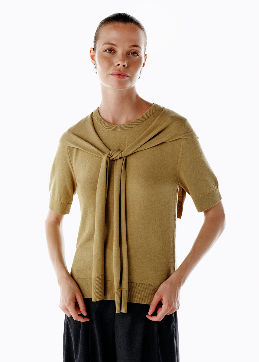 LAYERED DETAILED KNIT TOP OLIVE - KNITSS