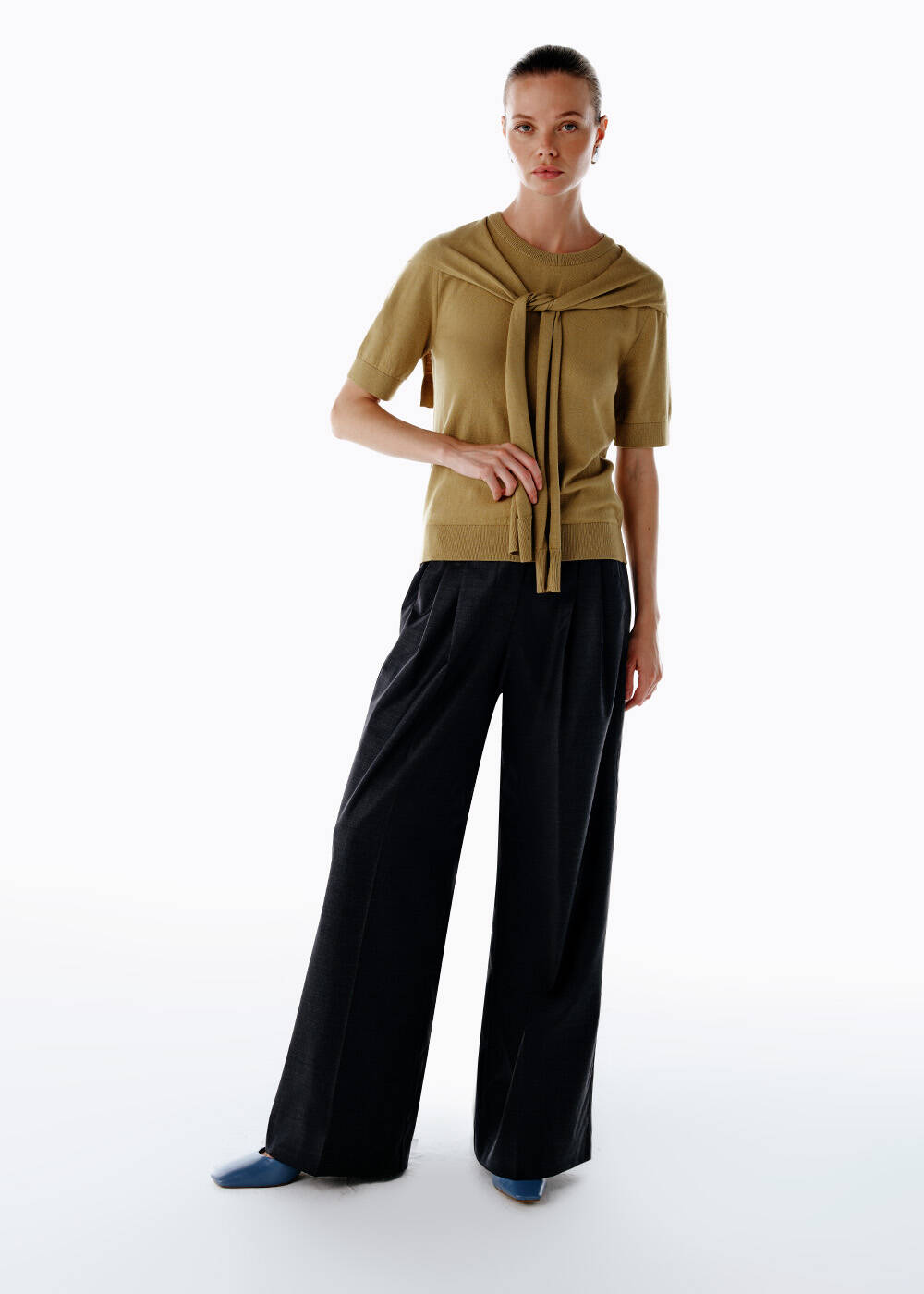 LAYERED DETAILED KNIT TOP OLIVE - 2
