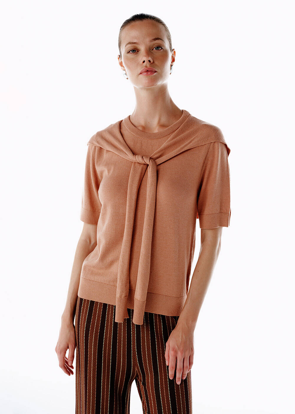 LAYERED DETAILED KNIT TOP PINK CLAY - 1
