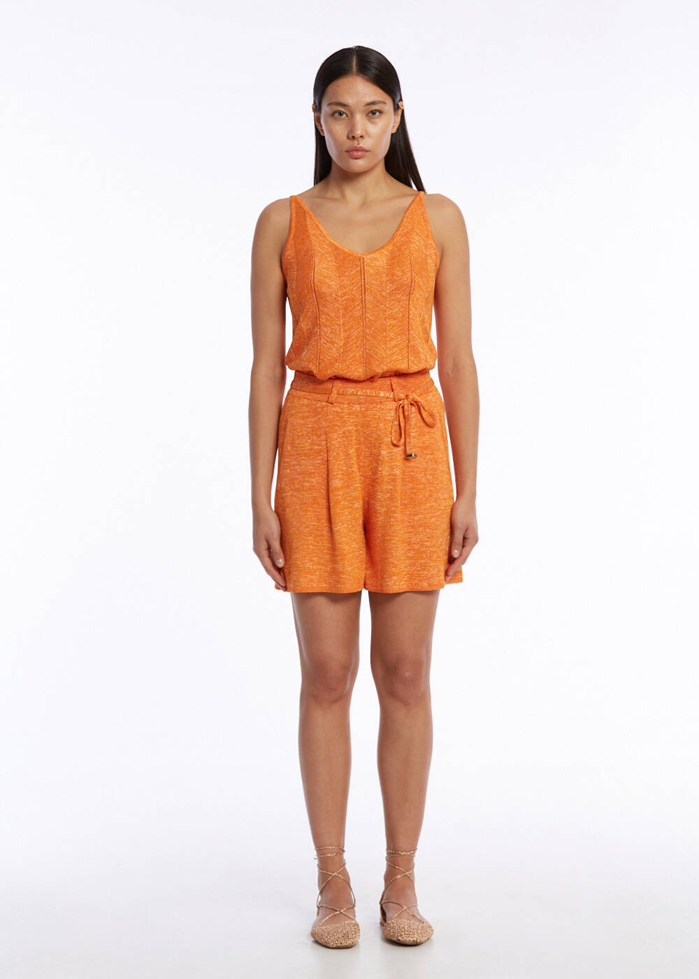 Loose Fıt Pleated Mandarin Knıt Shorts - 2