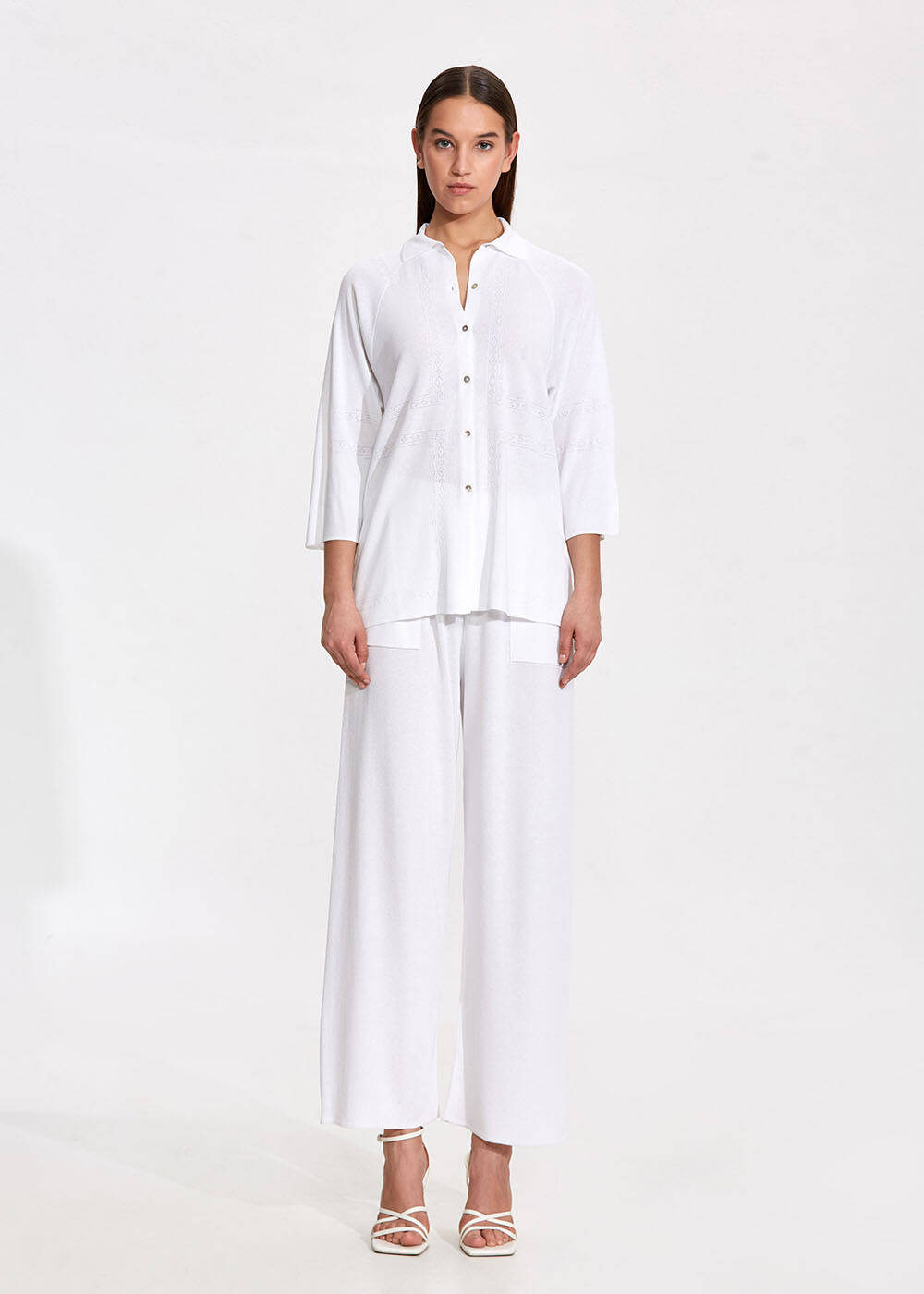 Loose Fit White Knit Tunic - 2