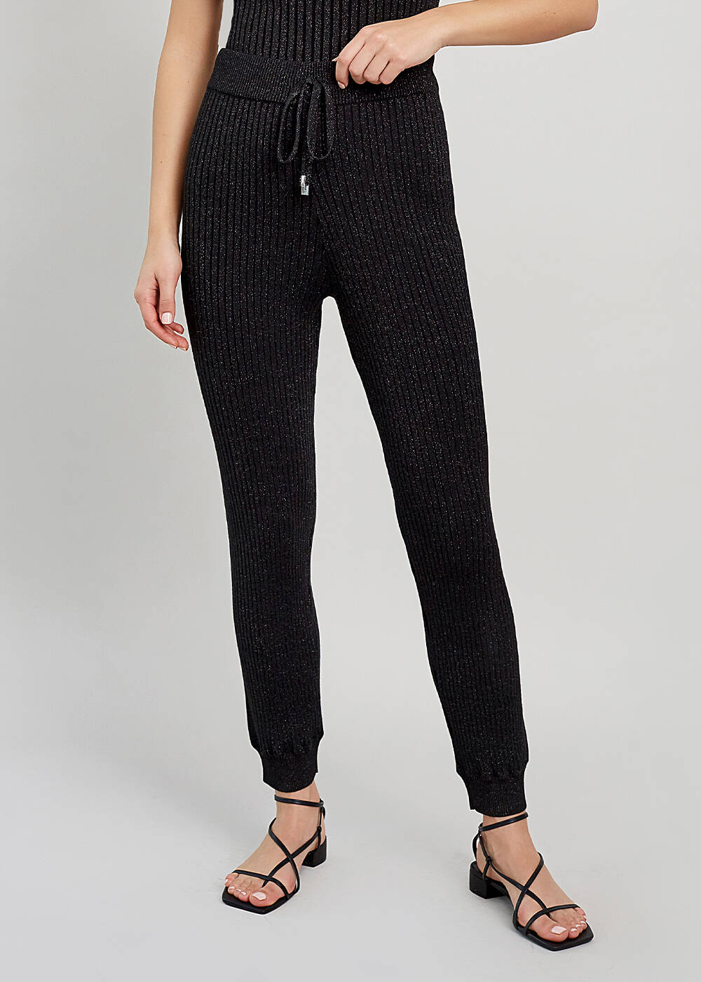 LUREX BLACK KNITTED PANT - 1