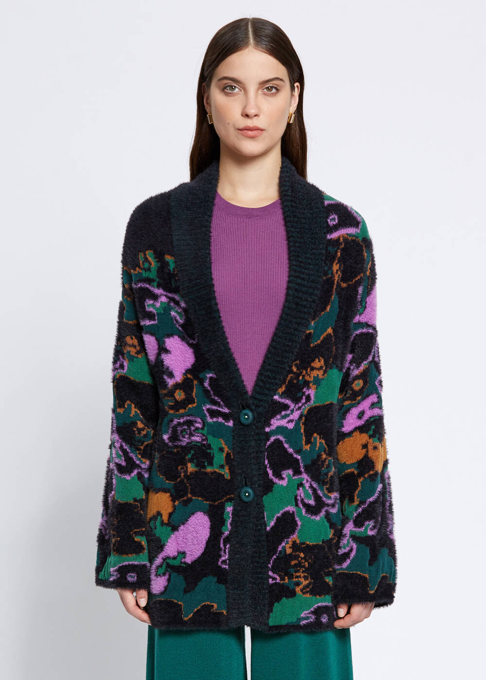 MAGNOLIA PATTERNED OVERSIZE CARDIGAN - 1