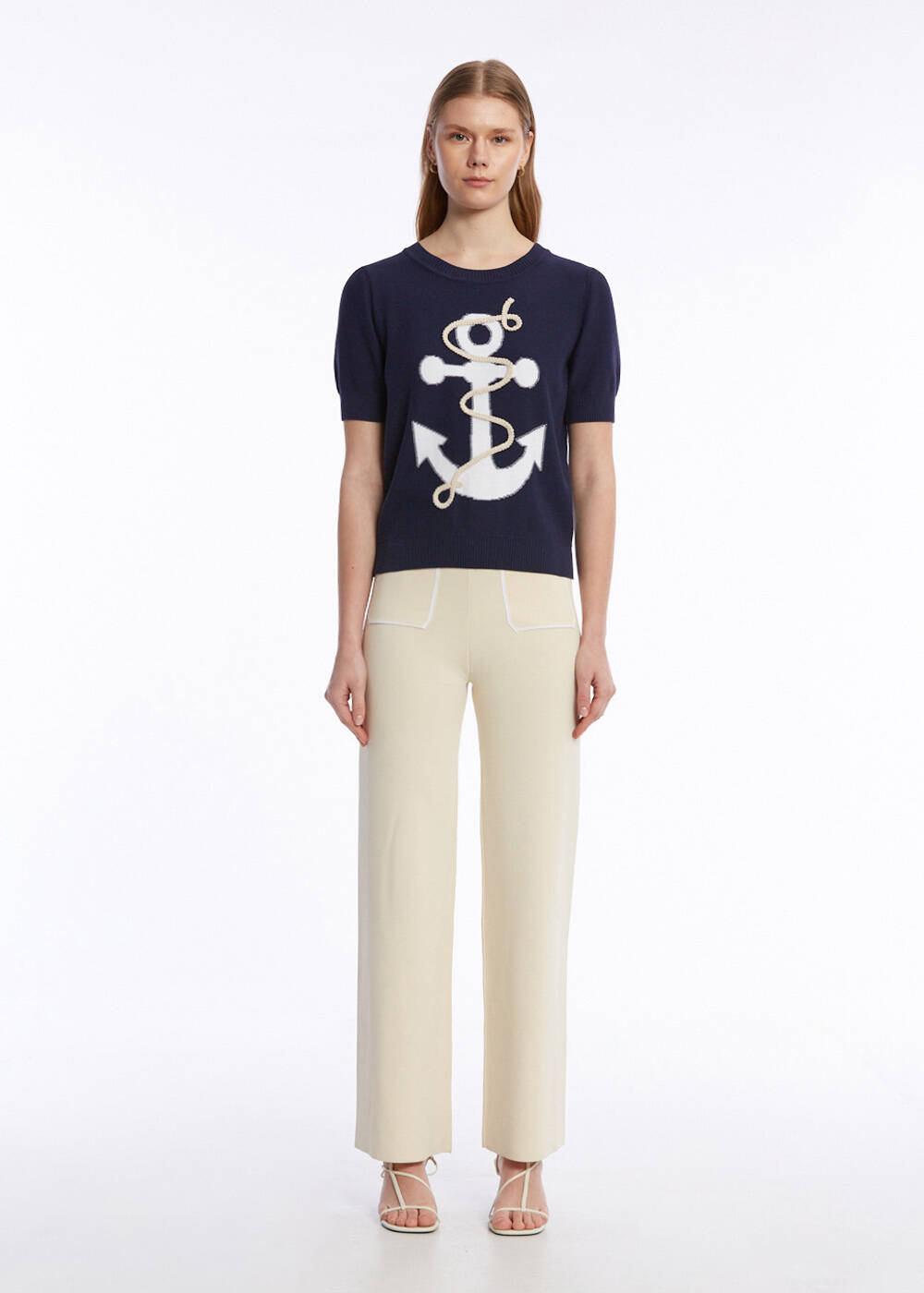 MARINE EMBROIDERED ORGANIC COTTON KNIT TOP - 2