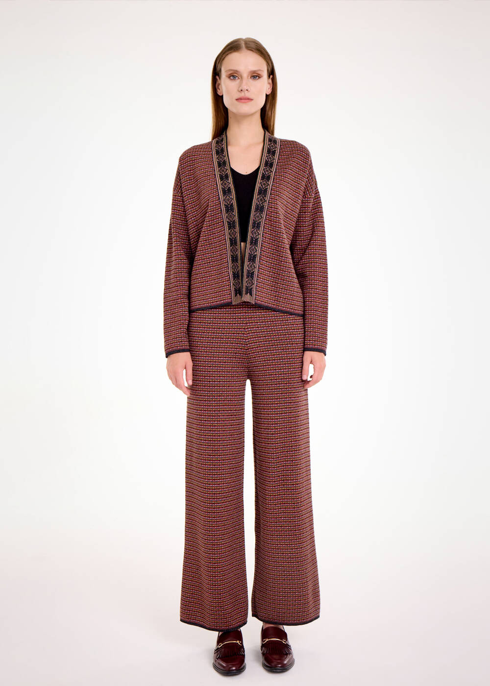 MERINO WOOL BLEND ETHNIC JACQUARD KNIT JACKET - 2