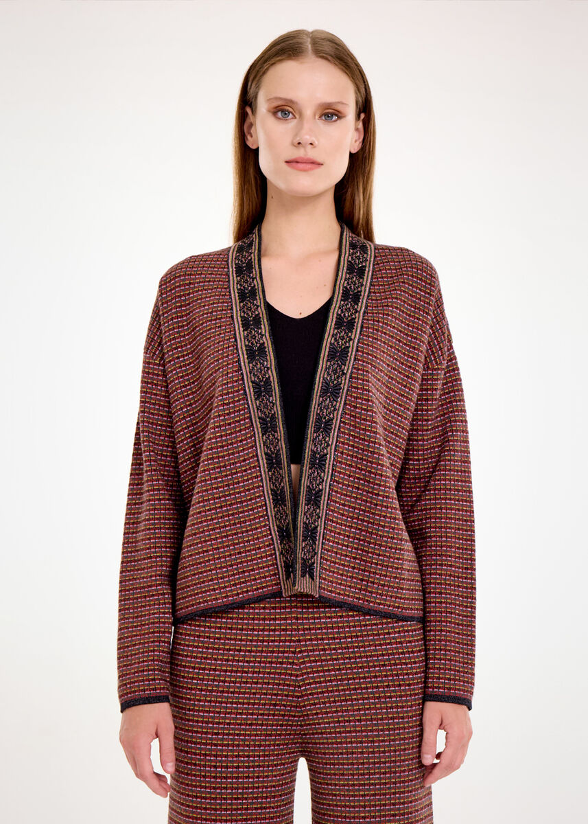 MERINO WOOL BLEND ETHNIC JACQUARD KNIT JACKET - KNITSS