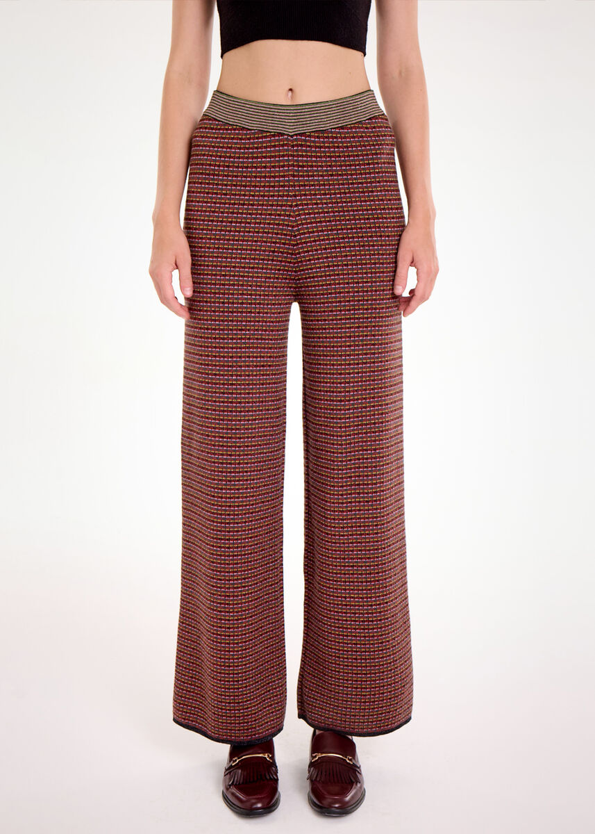 MERINO WOOL BLEND ETHNIC JACQUARD KNIT PANTS - KNITSS