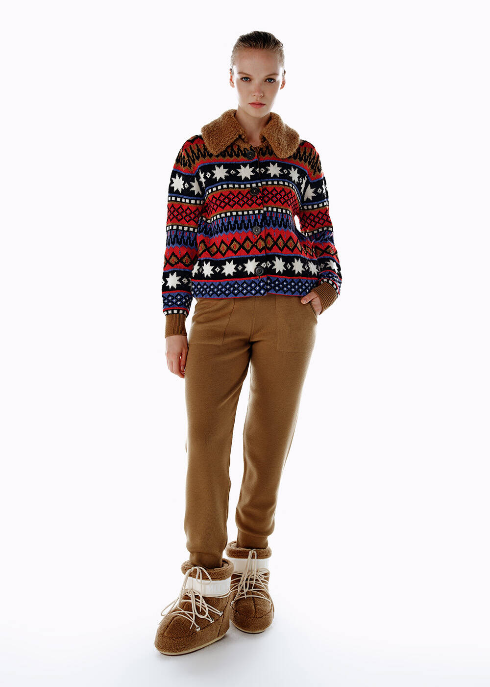 MERINO WOOL BLEND FAIR ISLE PATTERNED KNIT CARDIGAN - 2