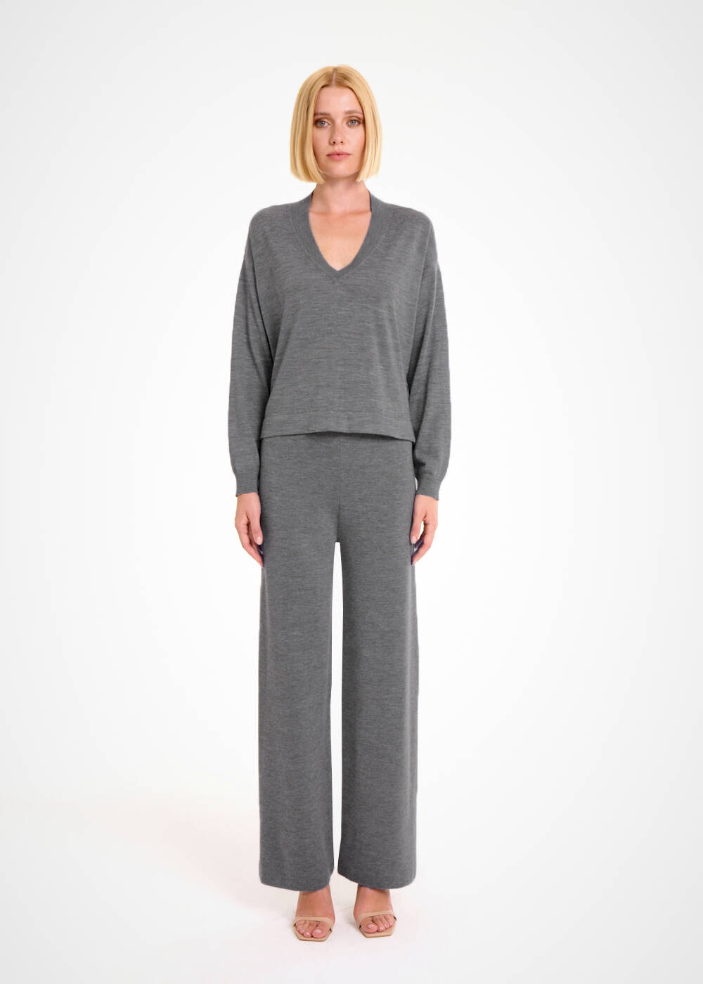 MERINO WOOL BLEND MID GREY SWEATER - 2