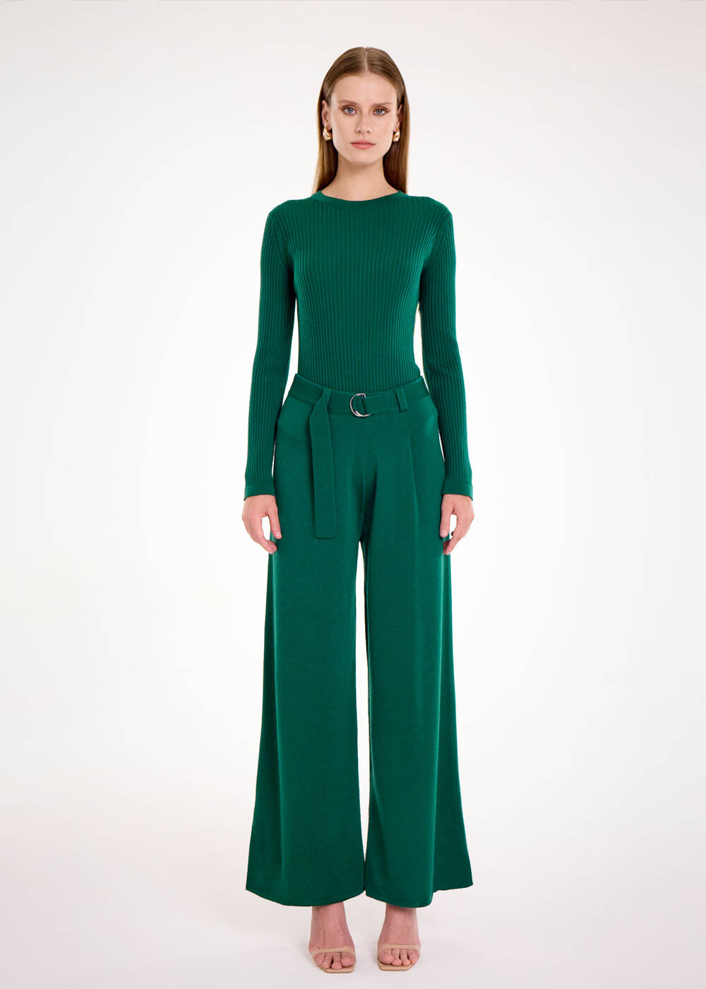 MERINO WOOL MALACHITE KNIT PANTS - 2
